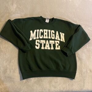 Michigan State Spartans Crewneck Sweatshirt Green White Size Small Womens NCAA‎